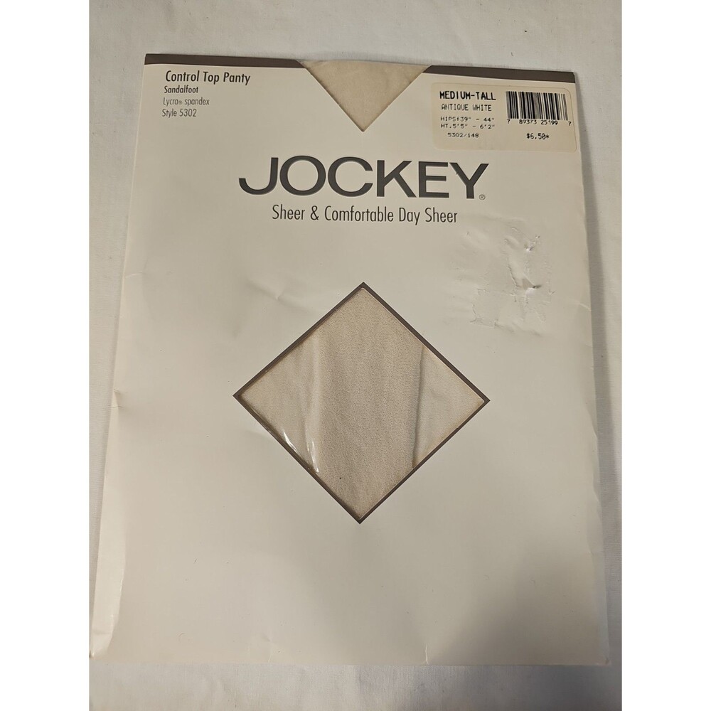 Vintage Jockey Control Top Pantyhose Lycra Spandex Med-tall Antique White